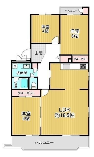えびな国分団地5号棟 401号室 間取り