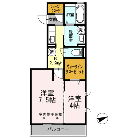 ワイズハウス 201号室 間取り