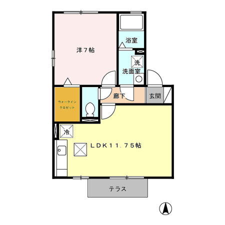 プリマベーラ・ユカ　Ａ 102号室 間取り