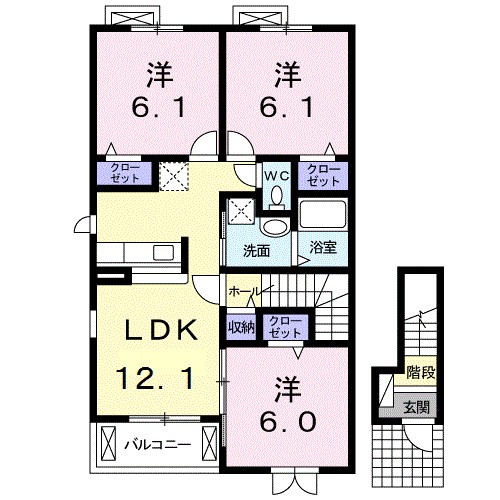 サンビレッジⅢ 201号室 間取り