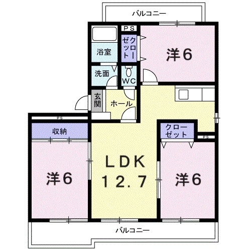 アルカーザ笹尾 101号室 間取り