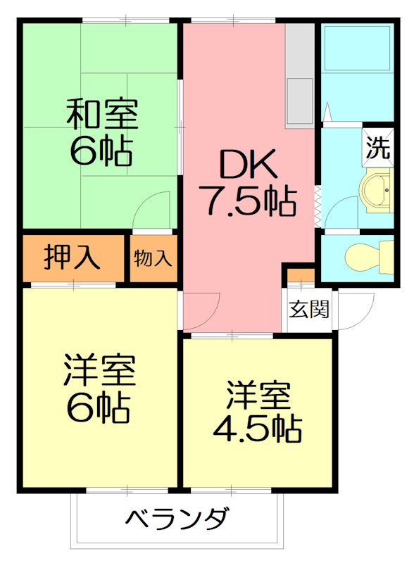 グリーンサイドハイツB 202号室 間取り