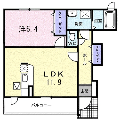 グロリオーサ　Ⅰ 101号室 間取り