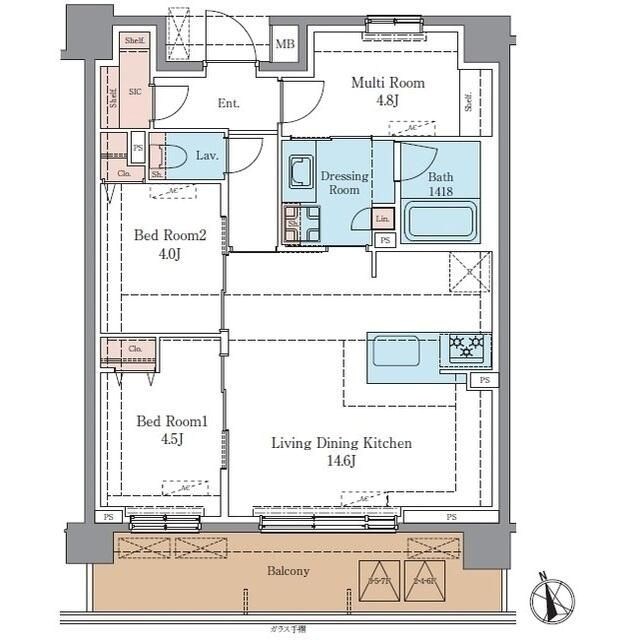 LUXENA+PAWS藤沢 305号室 間取り