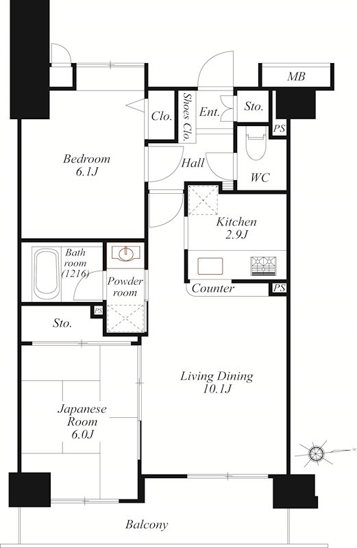 シャリエ本厚木 305号室 間取り
