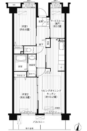 コーポレート東戸塚 413号室 間取り