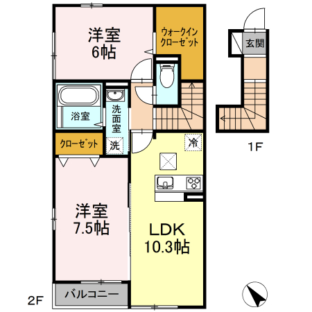セレナオモダカ 206号室 間取り