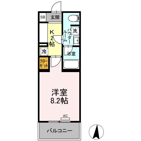 ファンディ平塚 801号室 間取り