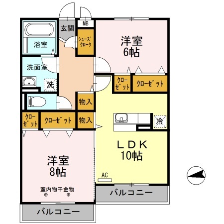 トネリコテラス　1 302号室 間取り