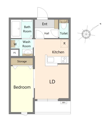 カーサエイル 202号室 間取り