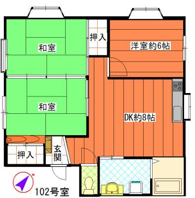 ハイムマキ 102号室 間取り