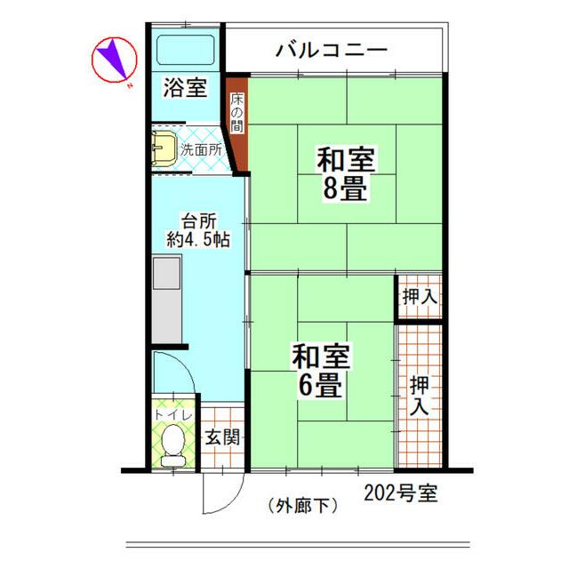 清流荘 202号室 間取り