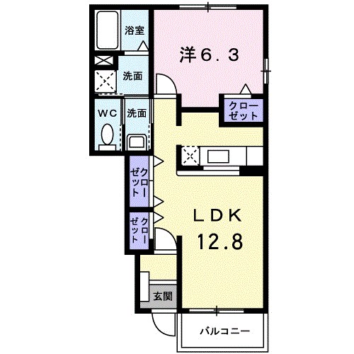 カレントガーデンＢ 101号室 間取り