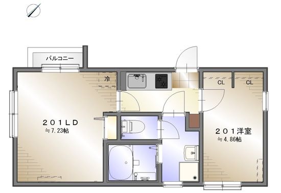 COAST　TERRACE　桜山 201号室 間取り