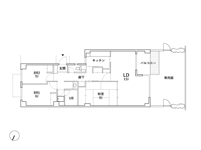 稜文舘 C-2号室 間取り