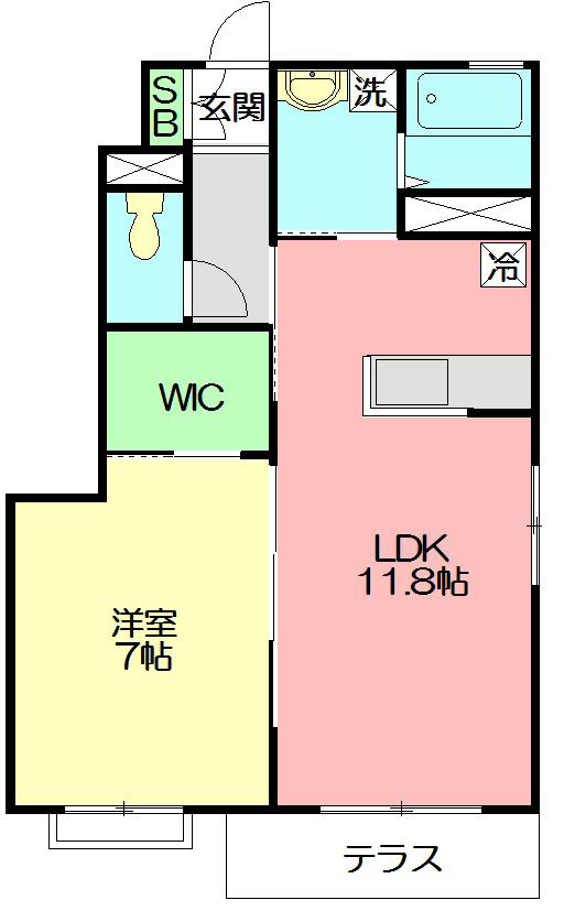 コージーコートA 102号室 間取り