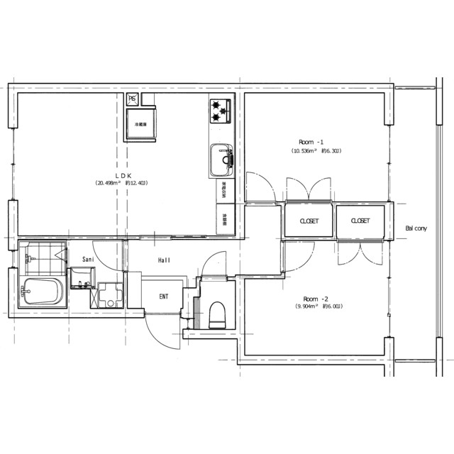 第三河原ハイツ 201号室 間取り