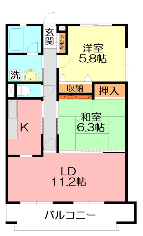 ラ・メール弥勒寺 104号室 間取り