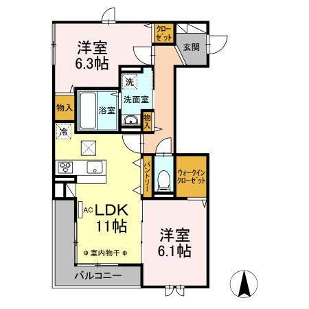 サンガーデン 203号室 間取り