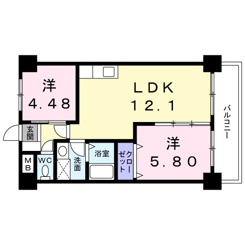 レポサール弥勒寺 212号室 間取り