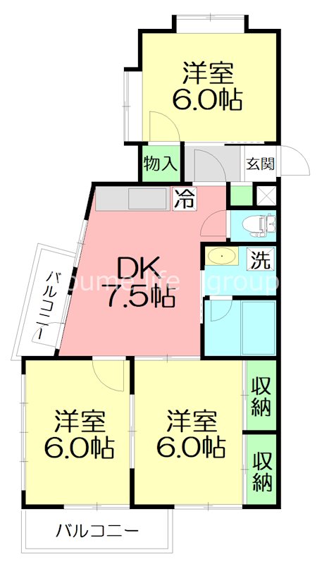 ビューハイツ菫平 302号室 間取り
