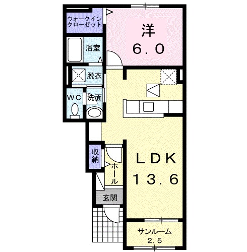 プラシード 104号室 間取り