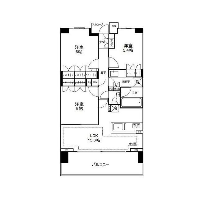 ザ・パークハウス藤沢 6F号室 間取り
