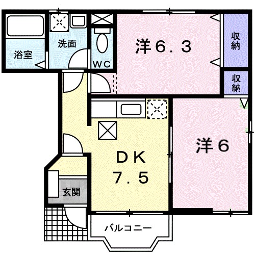 シーサイドヒルズ 102号室 間取り