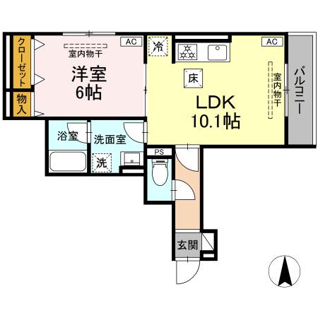 パラディーゾ湘南 102号室 間取り