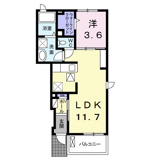 カレントヒル 104号室 間取り