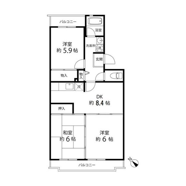 鎌倉グリーンヒルズ 402号室 間取り