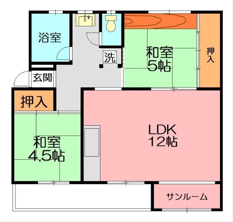 辻堂団地３－５棟 205号室 間取り