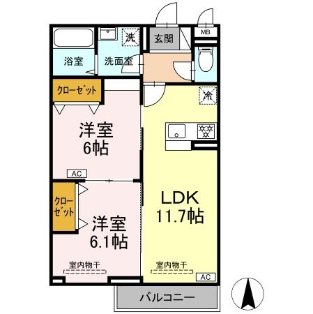 マリンヴィラージュ 202号室 間取り