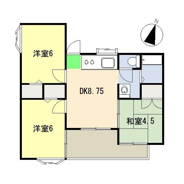 市川ハイツ3 203号室 間取り