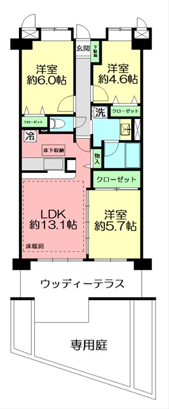 ライオンズタワー片瀬江ノ島 108号室 間取り