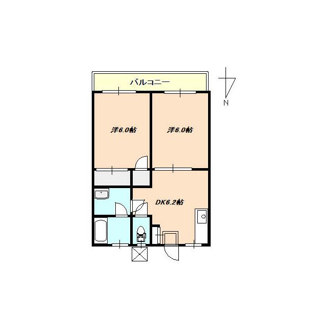 福住ハイツ(旧福住荘) 102号室 間取り