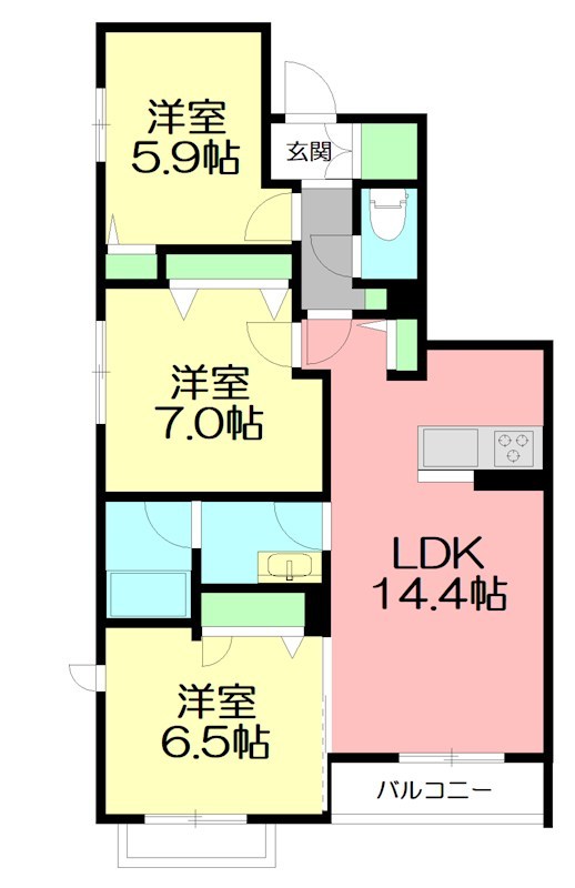 ソレイユ湘南 J 301号室 間取り