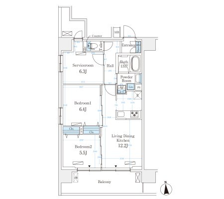 ハビテ本厚木 1303号室 間取り