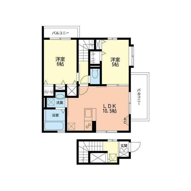 春夏秋冬 201号室 間取り