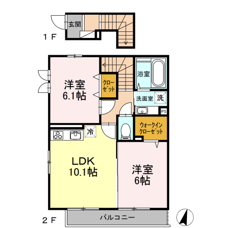 ルミエール A 201号室 間取り