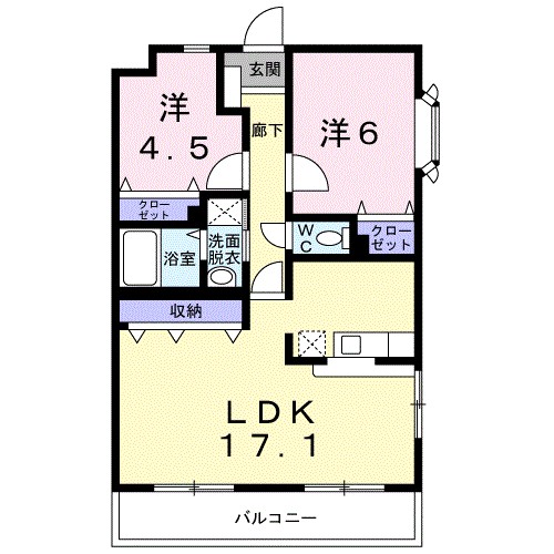 カームDEN 101号室 間取り
