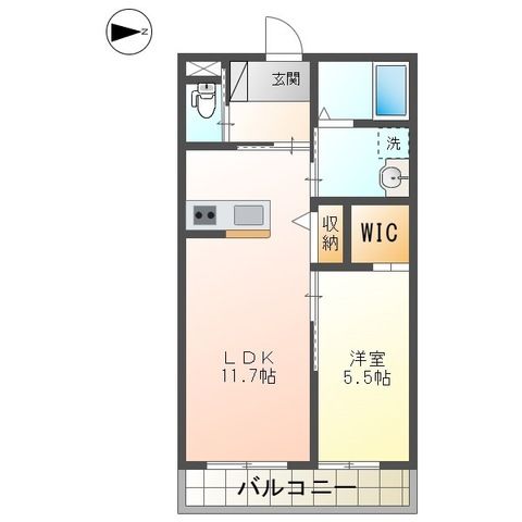 （仮称）小田原市田島マンション新築工事 206号室 間取り