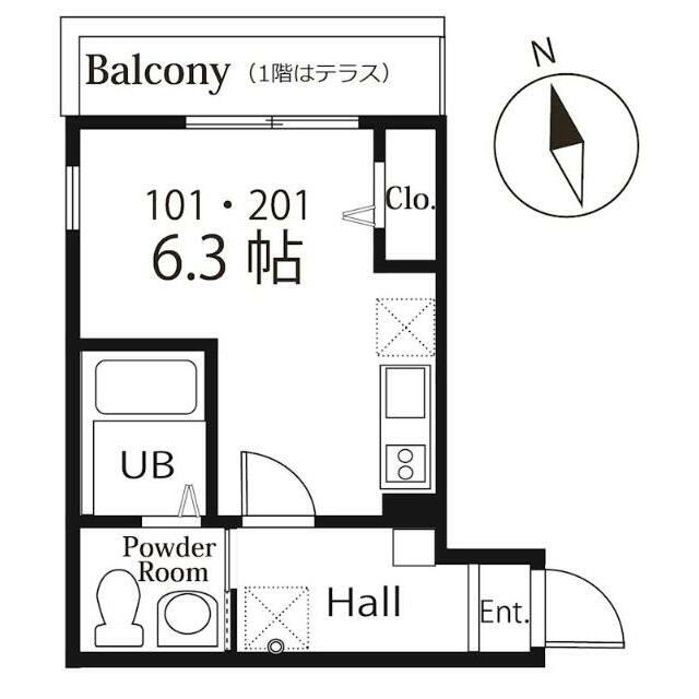 ハーミットクラブハウスCherry 101号室 間取り