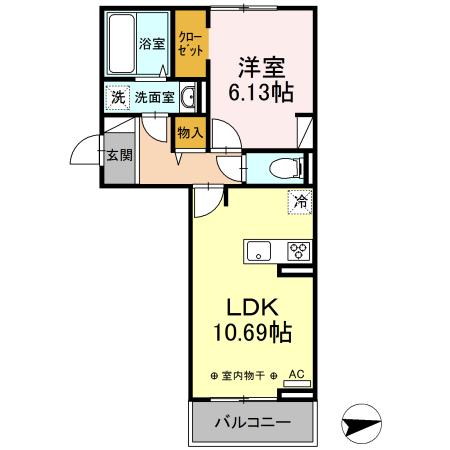 アプトン 201号室 間取り