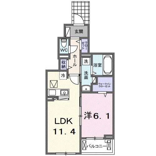 エルメシア 102号室 間取り