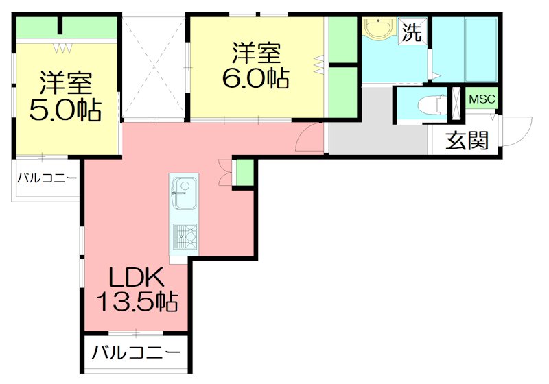 Villa LuciolaⅡ 205号室 間取り