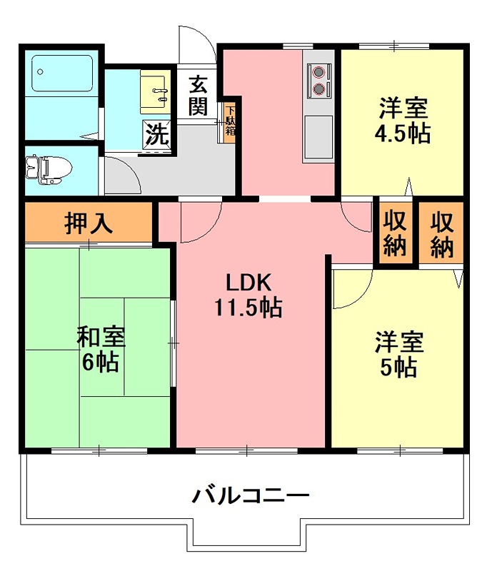 ハンプトンコート 205号室 間取り