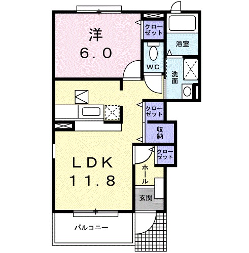 Ｙ．クルメン 101号室 間取り