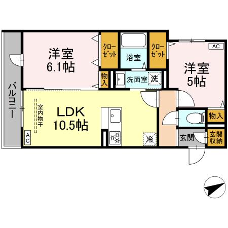 グリーンハウス 202号室 間取り