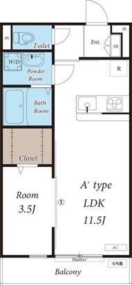 リブリ・フォレスト鎌倉 102号室 間取り